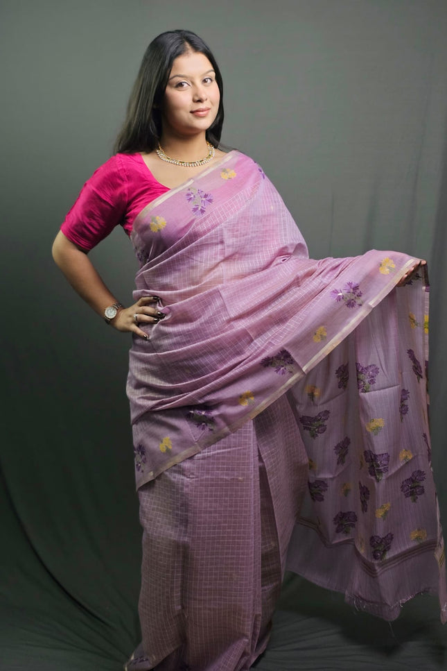 Shyam Raas Purple Banarasi Cotton Saree