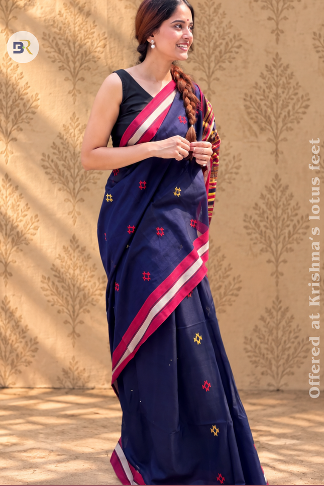 Radha Mukund Blue Handloom Saree