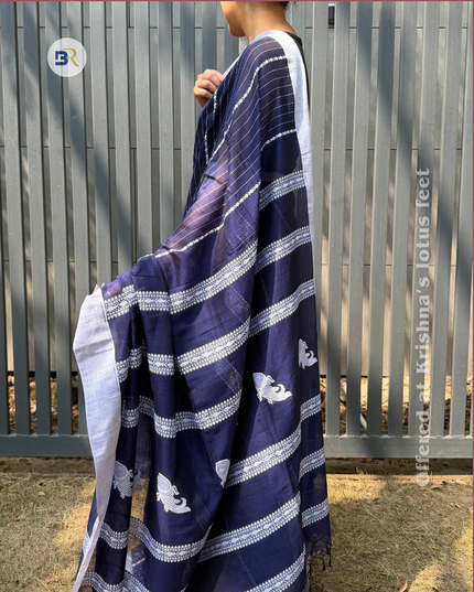 Radha Krishna Blue Handloom Saree