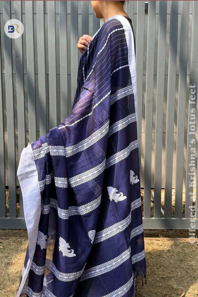 Radha Krishna Blue Handloom Saree