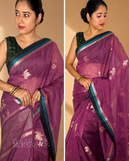 Vraj Vasanti Mauve Banarasi Silk Saree