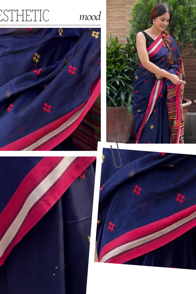 Radha Mukund Blue Handloom Saree