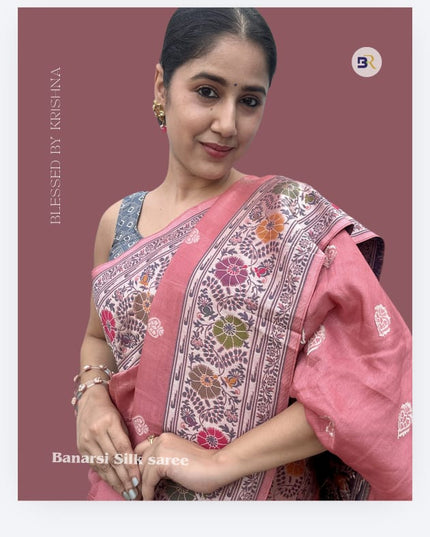 Krishna Prem Pink Tussar Saree