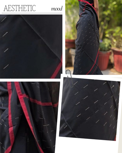 Radha Damodar Black Handloom Saree