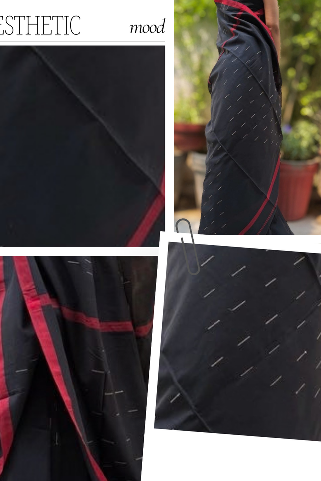 Radha Damodar Black Handloom Saree