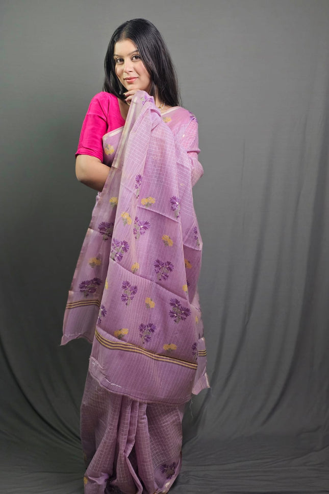 Shyam Raas Purple Banarasi Cotton Saree