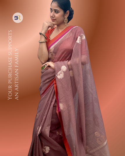 Revati Mauve Plum Banarasi Silk Saree