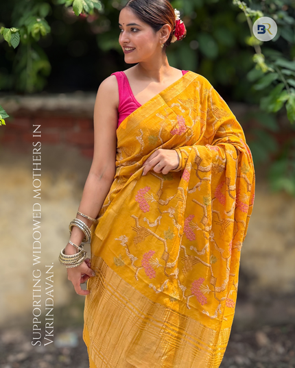 Peeli Pokhar Silk Embroidered Saree