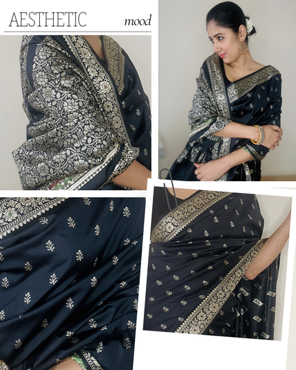 Yashoda Nandan Black Banarasi Silk Saree