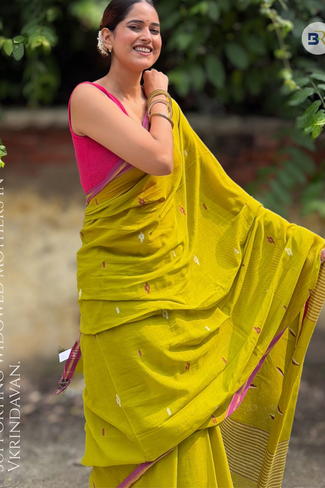 Radha Shyam Sundar Green Handloom Saree