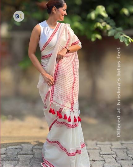 Radha Gopinath White Handloom Saree