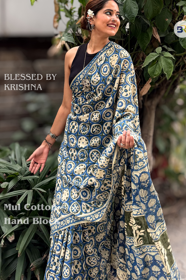 Krishna Jambavati Mul Cotton Saree