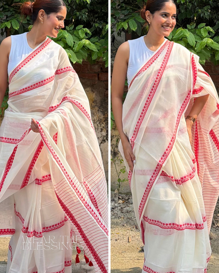 Radha Gopinath White Handloom Saree