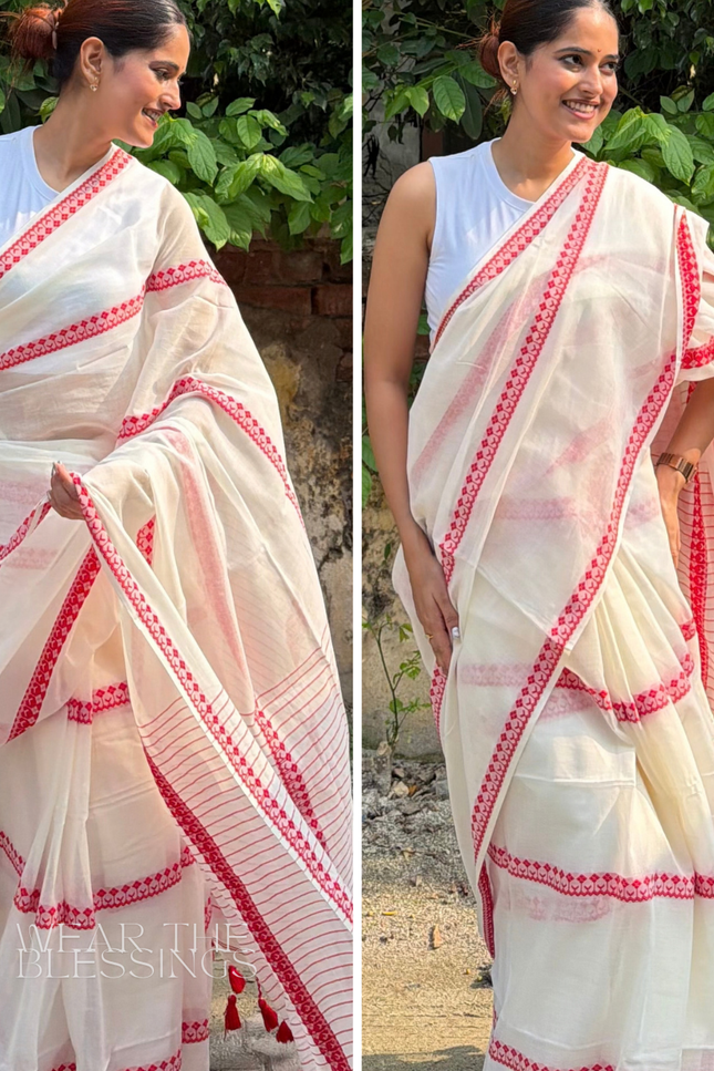 Radha Gopinath White Handloom Saree