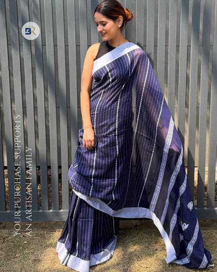 Radha Krishna Blue Handloom Saree