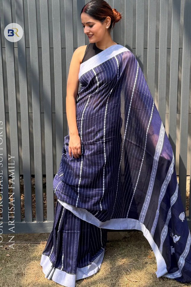 Radha Krishna Blue Handloom Saree