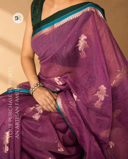 Vraj Vasanti Mauve Banarasi Silk Saree