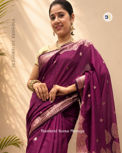 Preetmika Krishna Banarasi Purple Saree