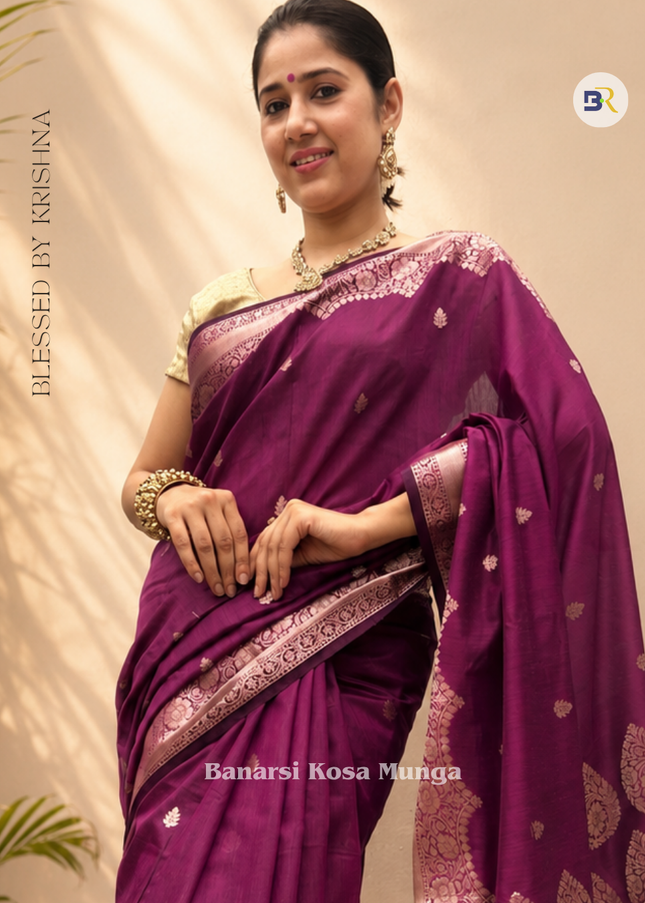 Preetmika Krishna Banarasi Purple Saree