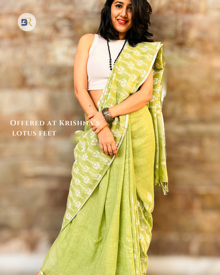 Raas Vihari – Pure Linen Embroidered Saree