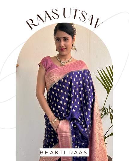 Krishn Archnam Blue Banarasi Crepe Saree