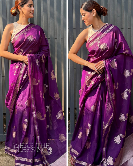 Chandra Sarovar Deep Purple Banarasi Saree