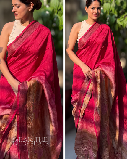 Prem Sarovar Red Chanderi Saree