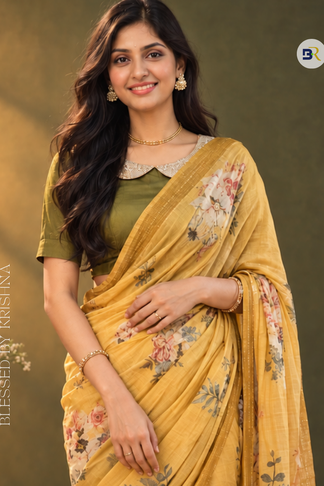 Krishna Pitambari Yellow Chanderi Silk Saree