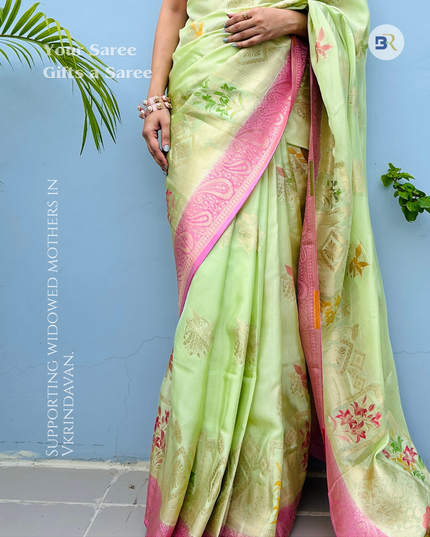 Madhuvana Green Banarasi Crepe Saree