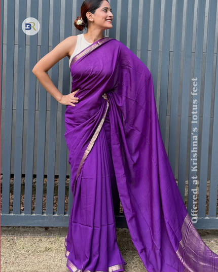 Kunj Bihari Purple Banarasi Saree