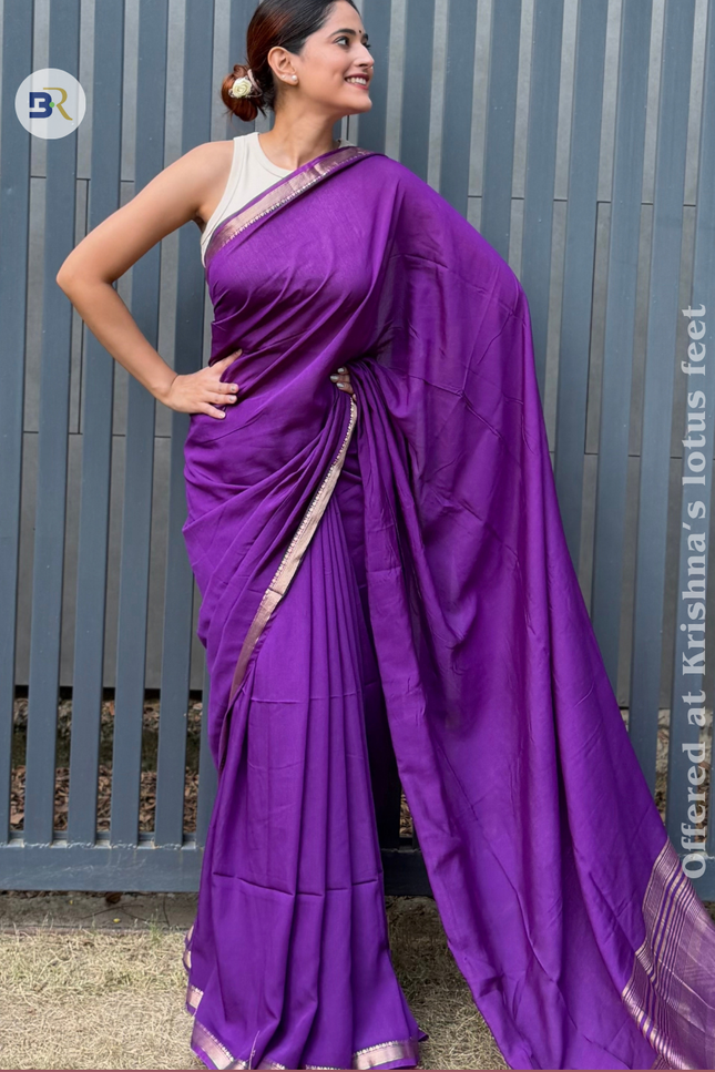 Kunj Bihari Purple Banarasi Saree
