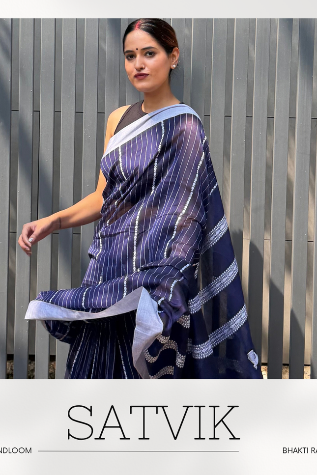 Radha Krishna Blue Handloom Saree