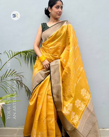 Venu Madhuri Yellow Banarasi Silk Saree