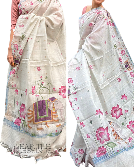 Vraj Leela Banarasi Linen Saree