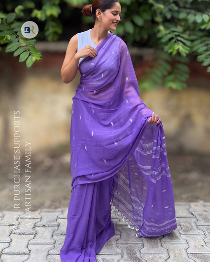 Radha Madhav Purple Handloom Saree