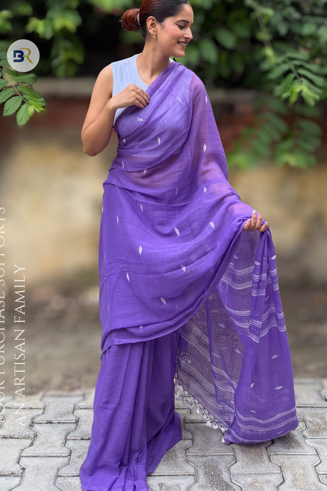 Radha Madhav Purple Handloom Saree