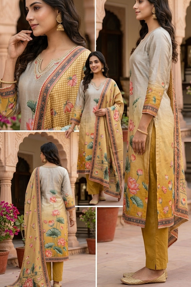 🦚 Krishna Kamal Leela Suit with Dupatta 🦚