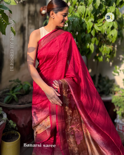 Prem Sarovar Red Chanderi Saree