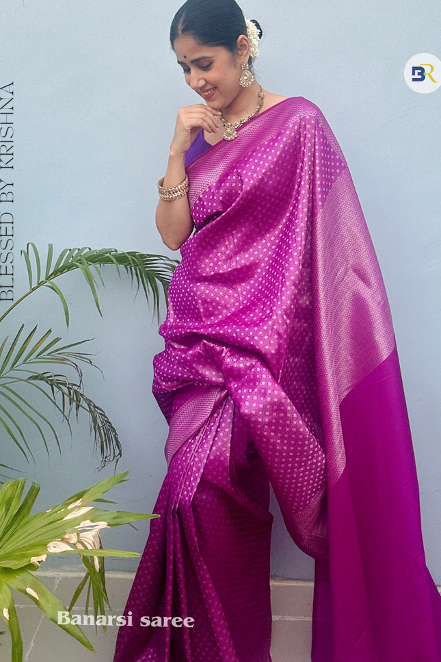 Kusum Sarovar | Purple Kanjivaram Saree