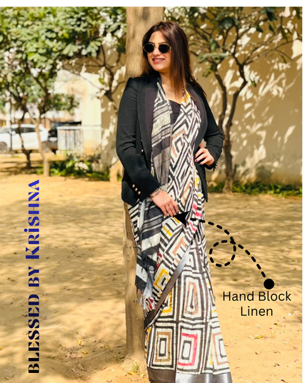Kala Mandala Handblock Linen Saree