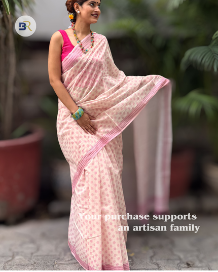 Mitravinda Krishna – Mul Chanderi Saree Kantha Border