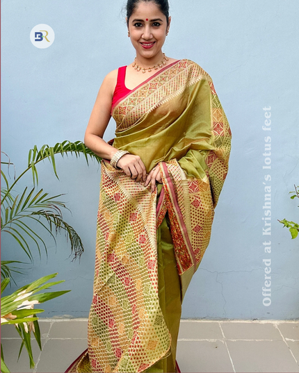Braj Mohini Green Banarasi Silk Saree
