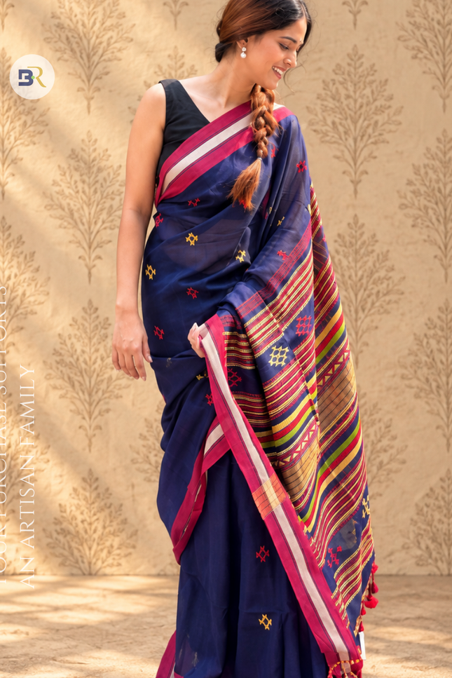 Radha Mukund Blue Handloom Saree