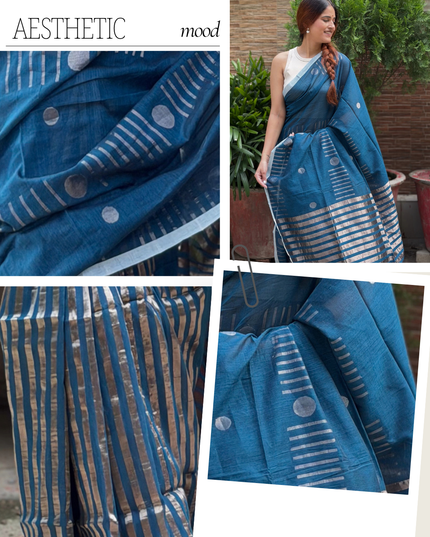 Radha Mohan Blue Handloom Saree
