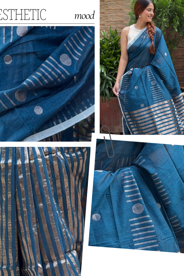 Radha Mohan Blue Handloom Saree