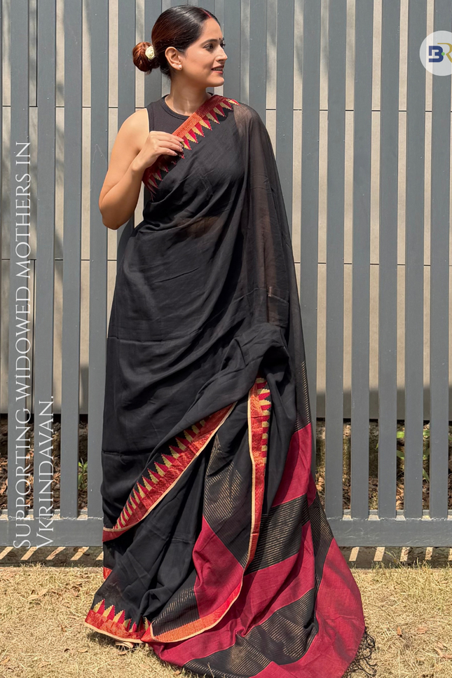 Radha Raman Black Handloom Saree