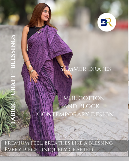 Radha Neela Mul Cotton Saree