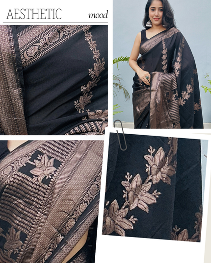 Yamuna Tarang Black Banarasi Silk Saree