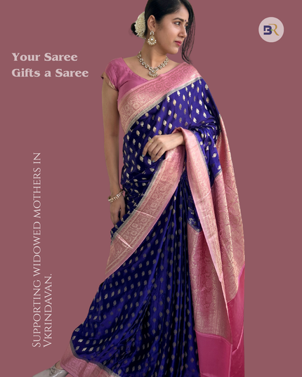 Krishn Archnam Blue Banarasi Crepe Saree