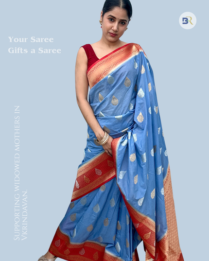 Shyam Megh Varn Chinon Banarasi Saree